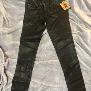 Jou-Jou Black Vegan / Faux Leather Jeans 7/8